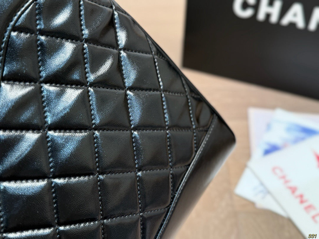 Black Quilted Cutout-Handle Tote — view 5