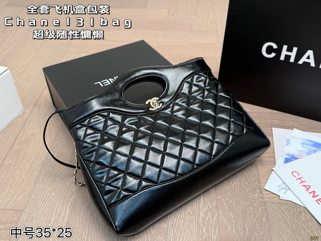 Black Quilted Cutout-Handle Tote — view 9