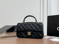 Black Quilted Mini Top-Handle Flap Bag — view 1