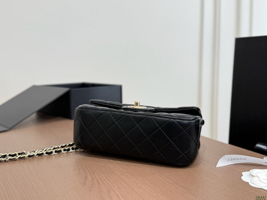 Black Quilted Mini Top-Handle Flap Bag — view 8