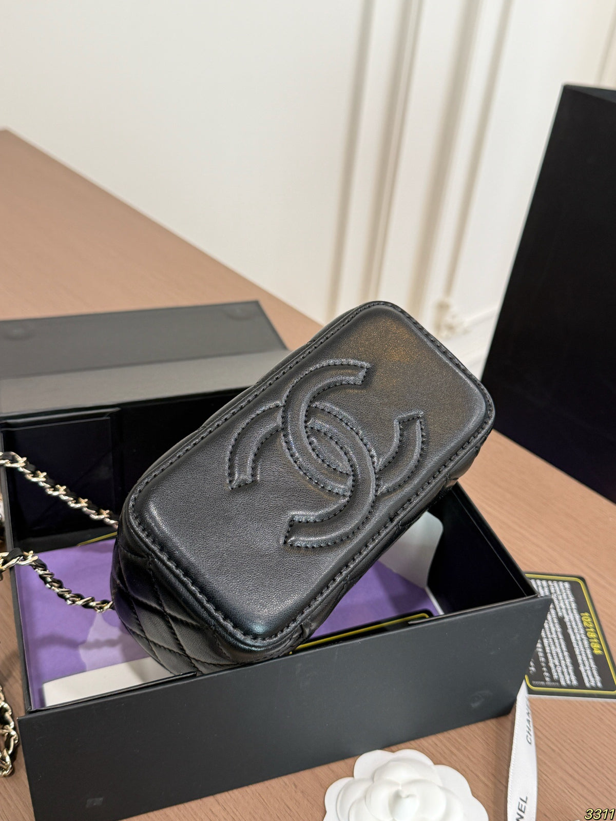 Quilted Mini Vanity Bag with Metallic Handle — view 5