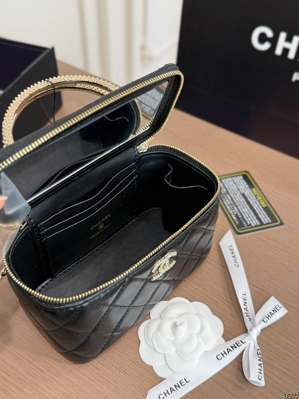 Quilted Mini Vanity Bag with Metallic Handle — view 9