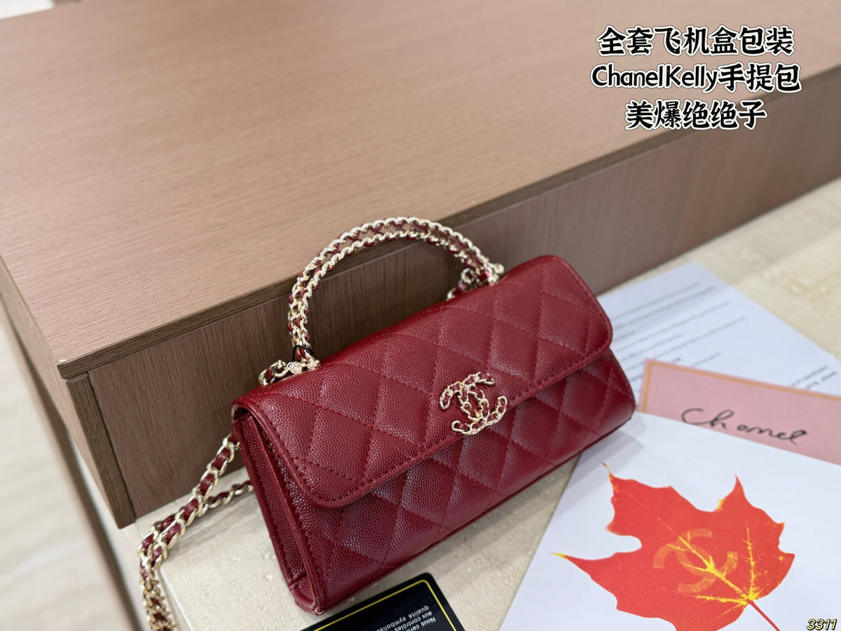 Metallic Mini Top-Handle Flap Bag — view 12