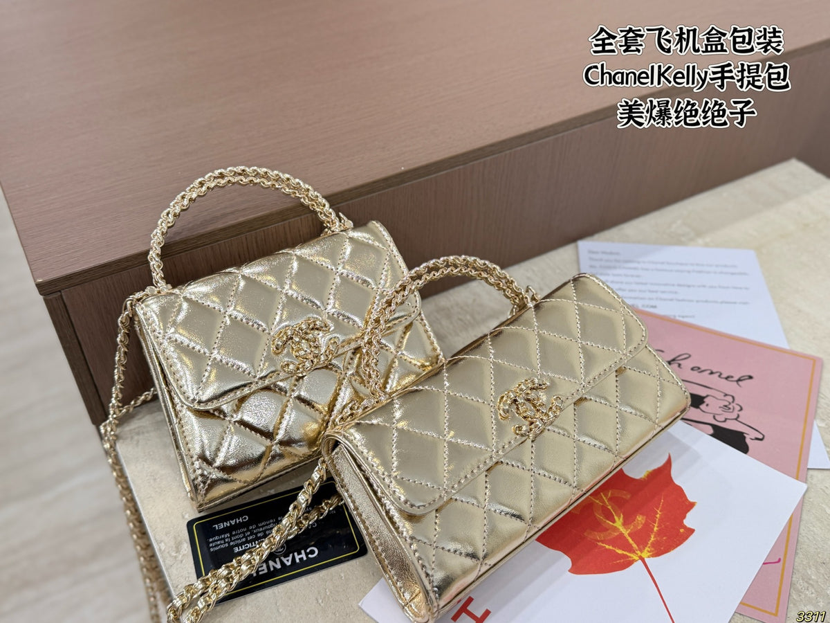 Metallic Mini Top-Handle Flap Bag — view 2
