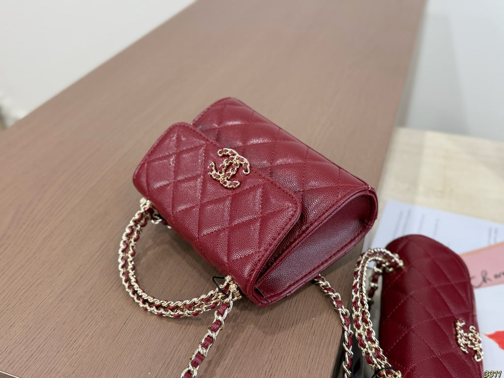 Metallic Mini Top-Handle Flap Bag — view 9