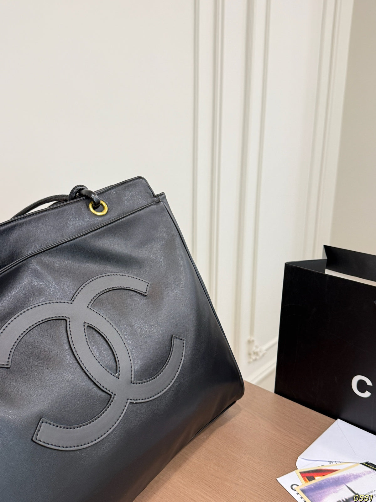 Black Embossed Large Shoulder Tote — view 1