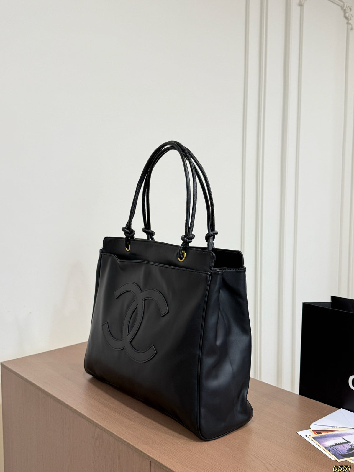 Black Embossed Large Shoulder Tote — view 3