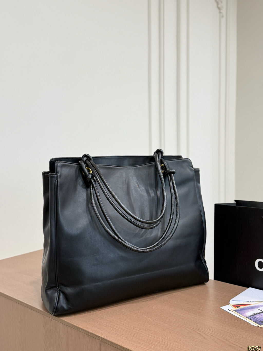 Black Embossed Large Shoulder Tote — view 6