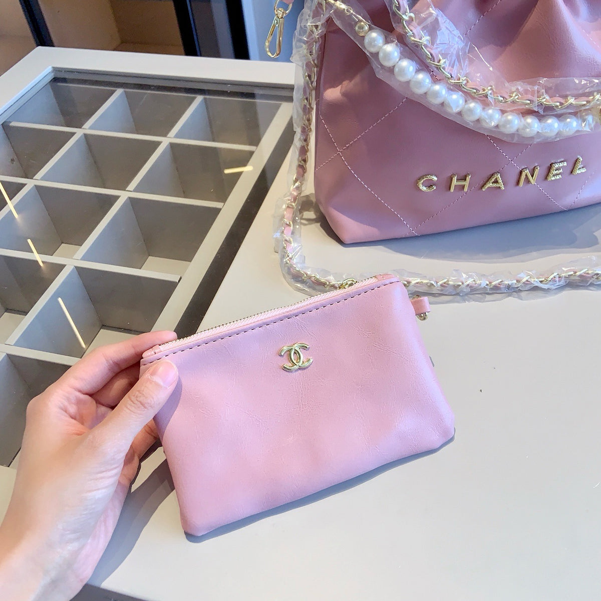 Pink Four-Piece Drawstring Bag Set — view 6