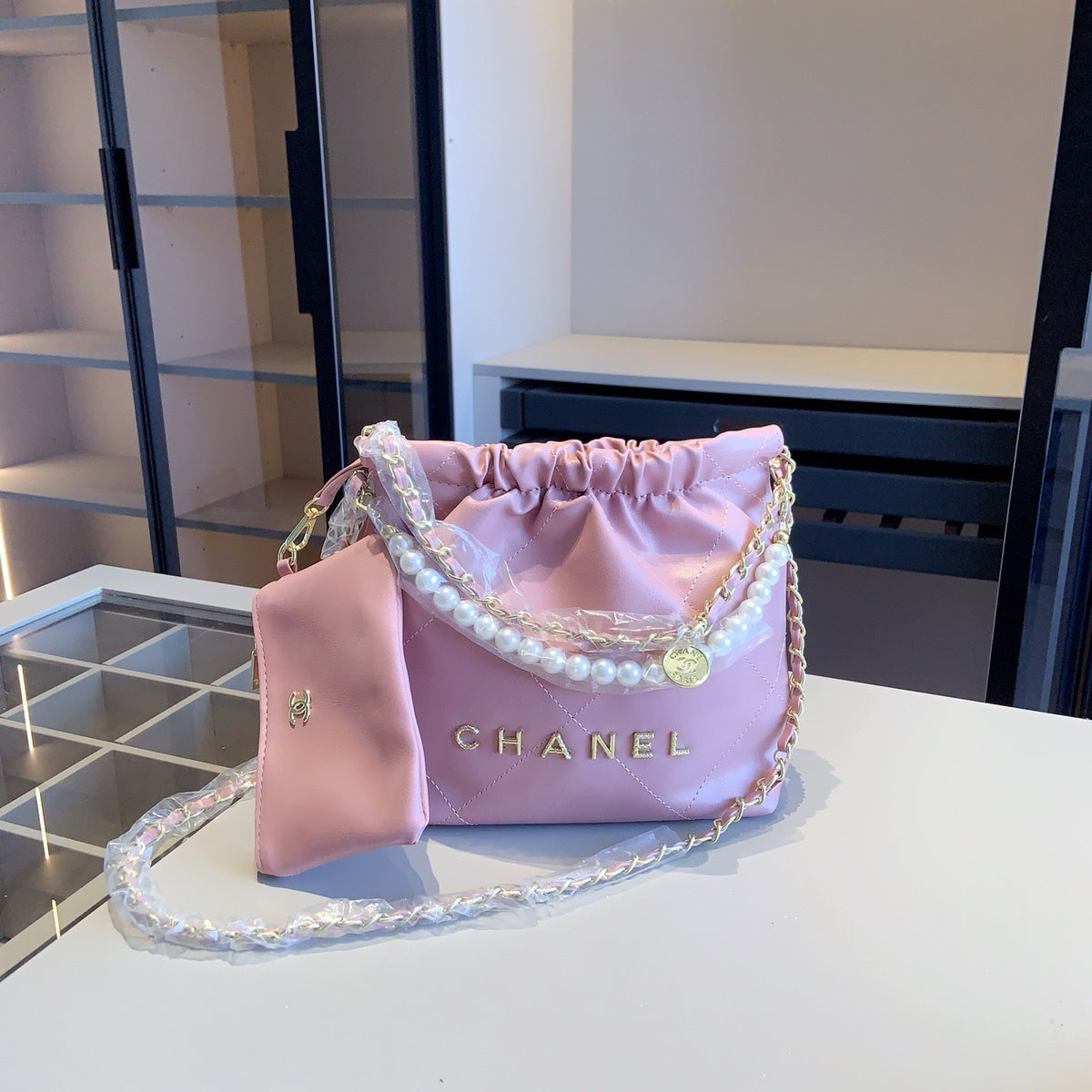 Pink Four-Piece Drawstring Bag Set — view 7