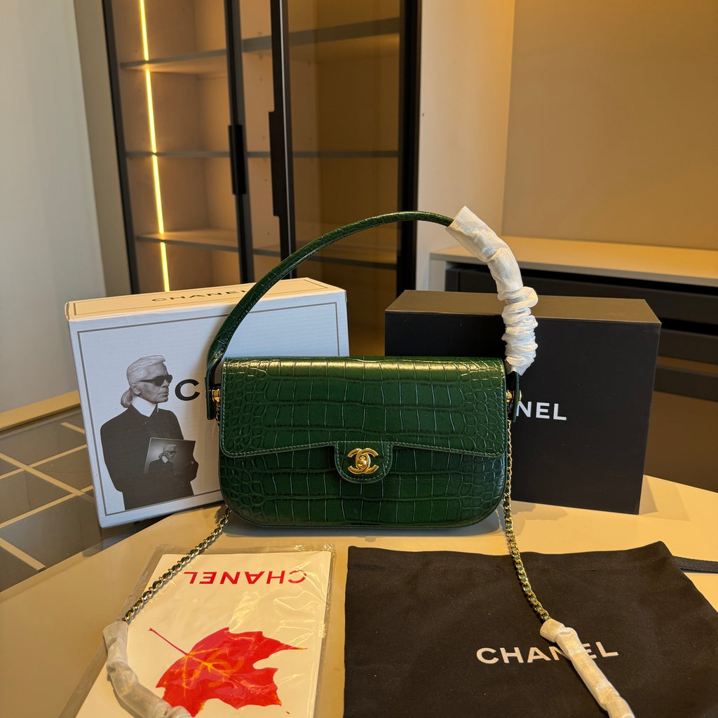 Croc-Embossed Slim Shoulder Bag — view 1