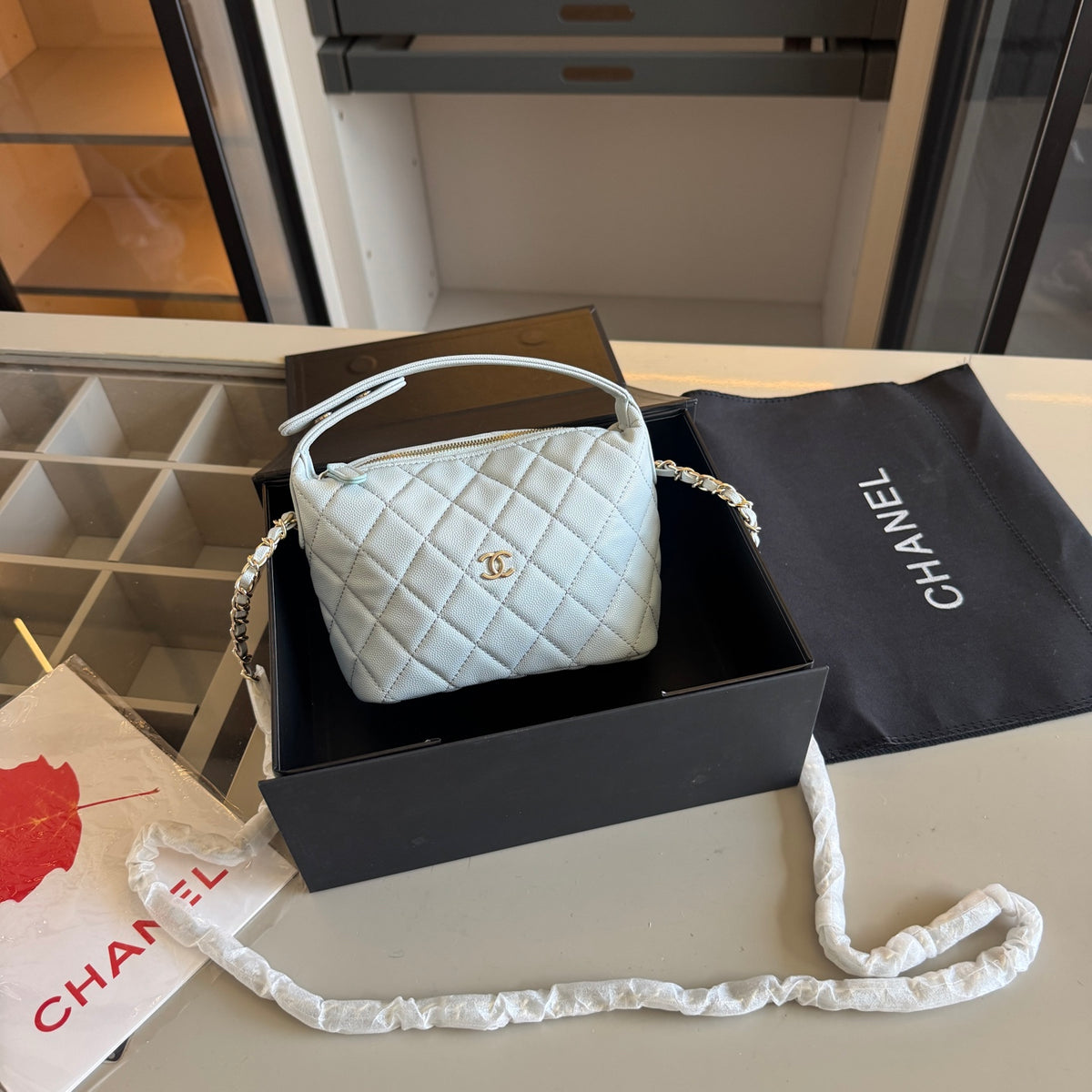 Quilted Mini Lunchbox Crossbody Bag — view 1