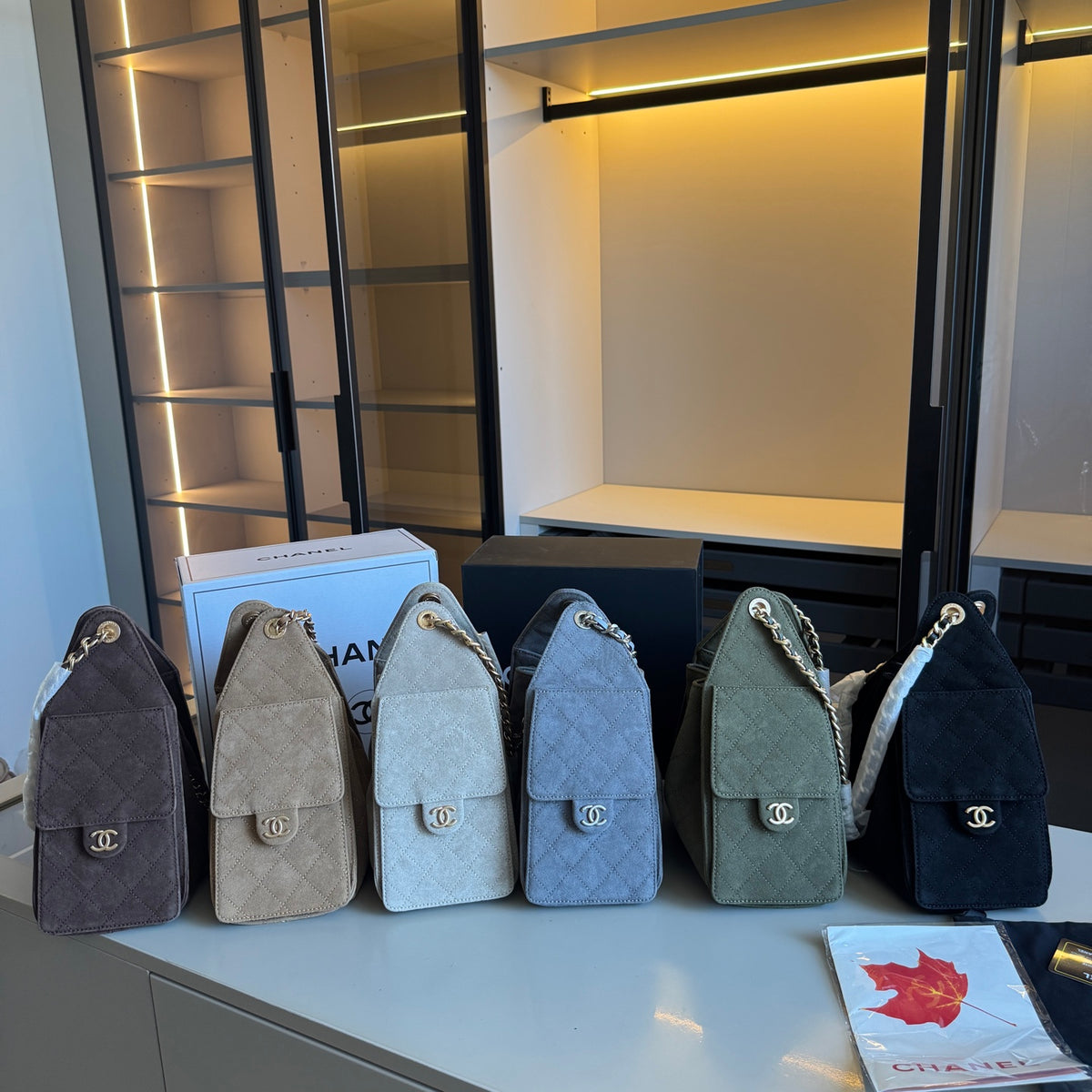 Suede Drawstring Hobo Bag with Chain — view 7