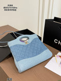 Blue Denim Quilted Cutout-Handle Bag — view 3