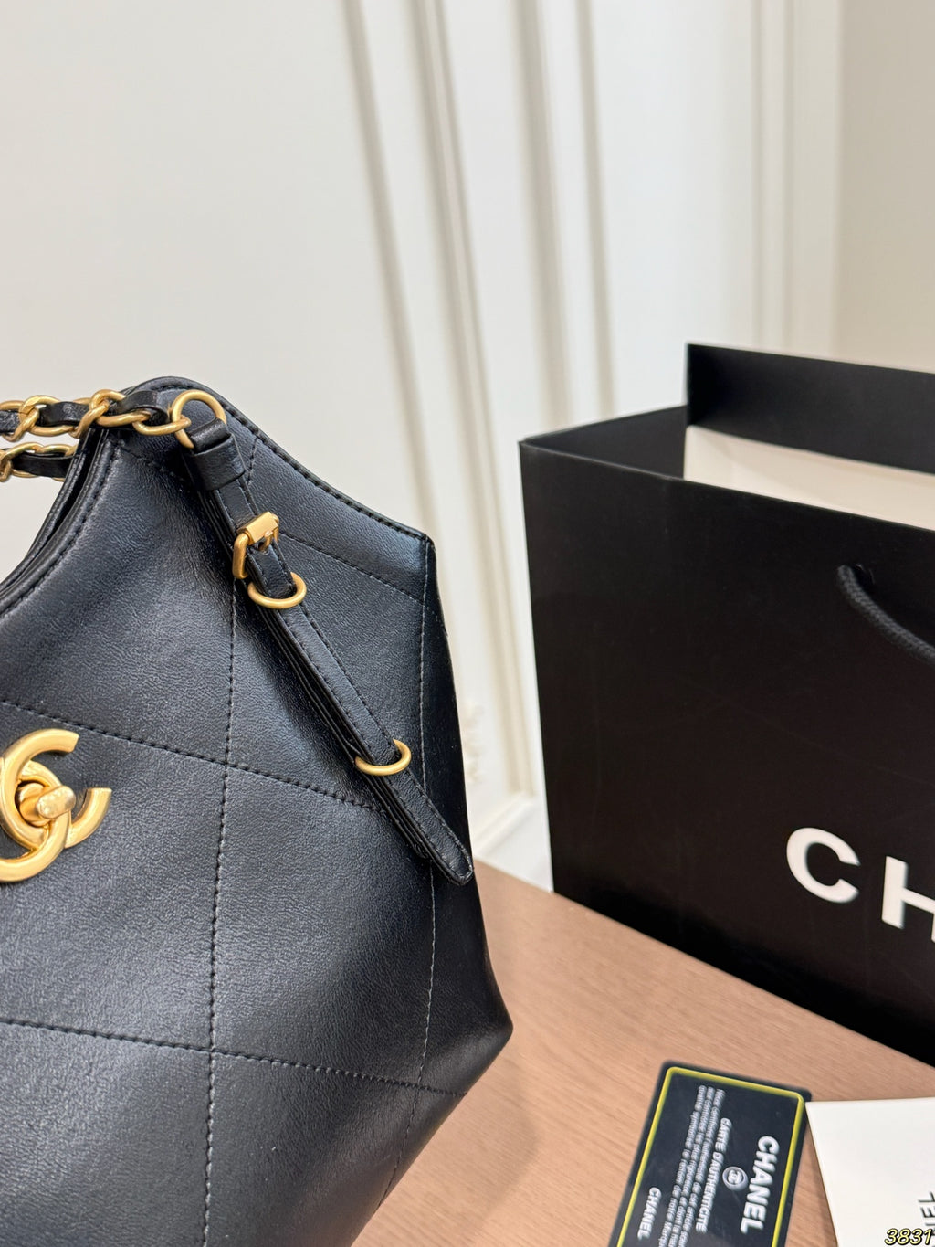 Quilted Mini Shoulder Tote with Chain Handles — view 7