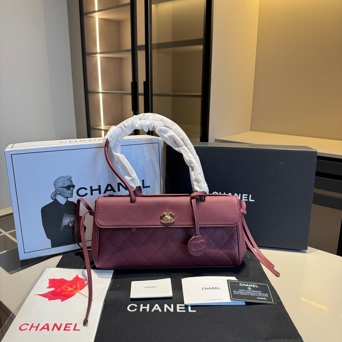 Textured Barrel Shoulder Bag with Top Handles — view 1