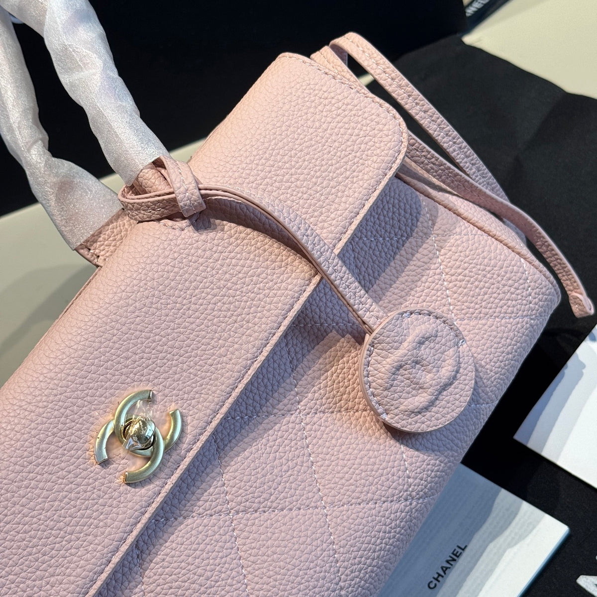 Textured Barrel Shoulder Bag with Top Handles — view 10