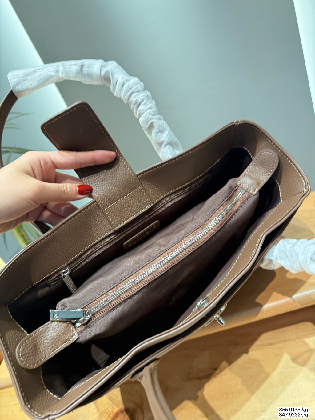 Textured Top-Handle Tote with Matching Pouch — view 7