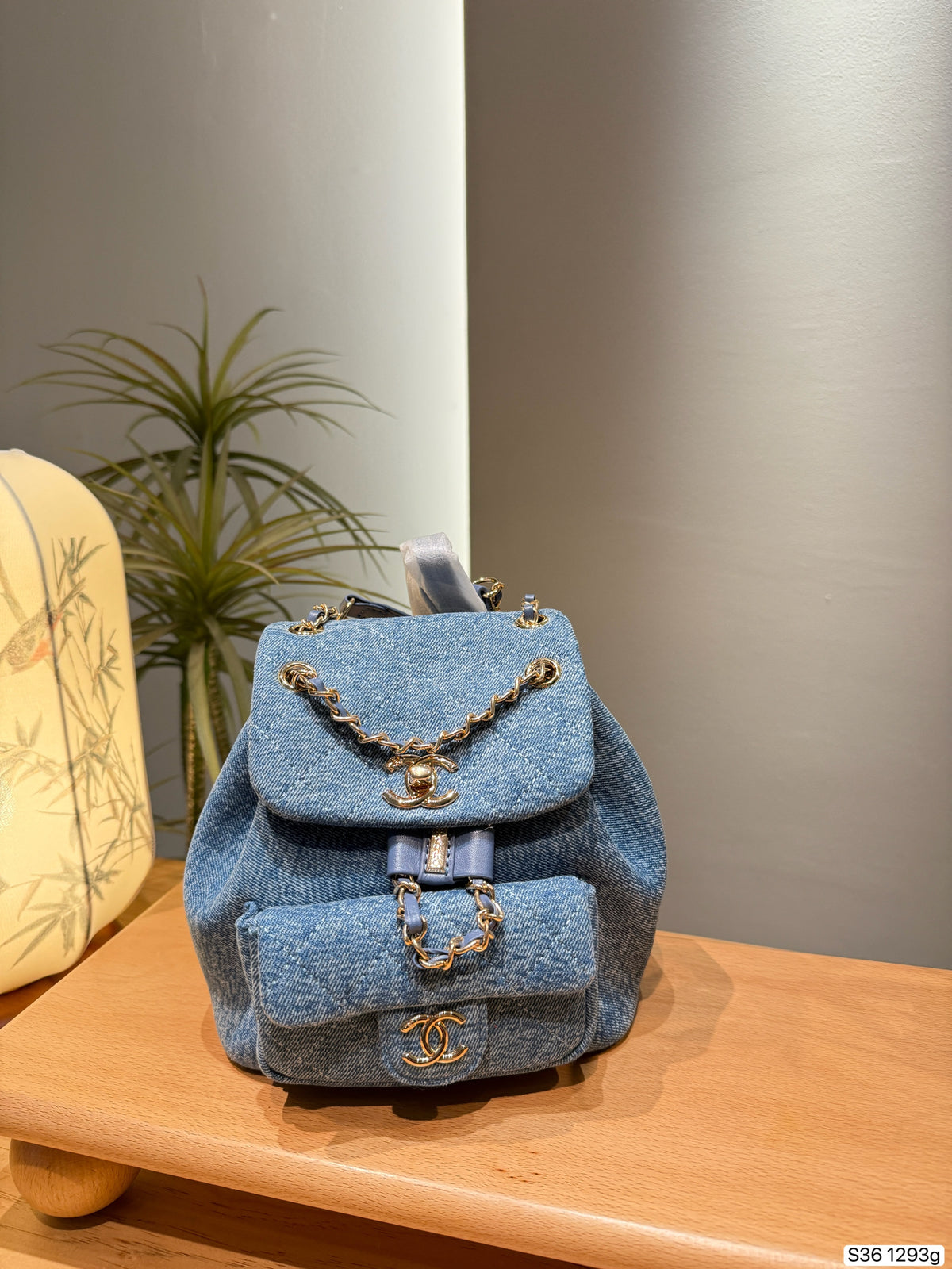 Blue Denim Mini Flap Backpack — view 1