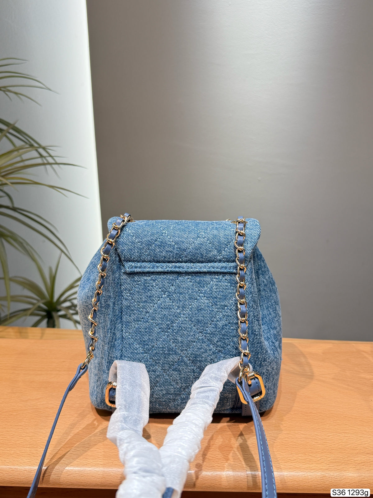 Blue Denim Mini Flap Backpack — view 4