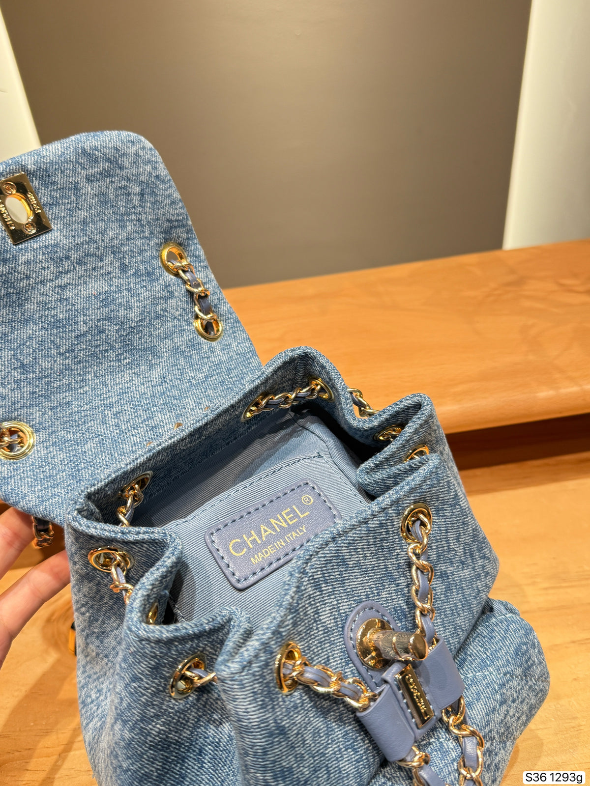 Blue Denim Mini Flap Backpack — view 5