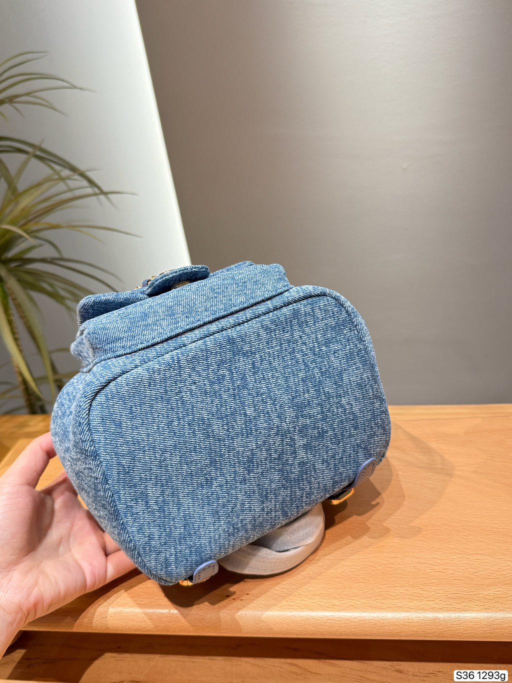 Blue Denim Mini Flap Backpack — view 6