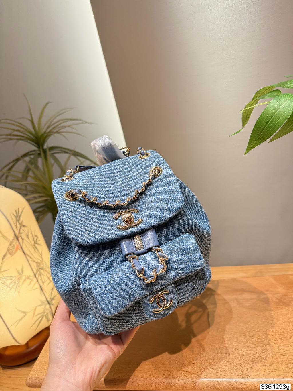 Blue Denim Mini Flap Backpack — view 8