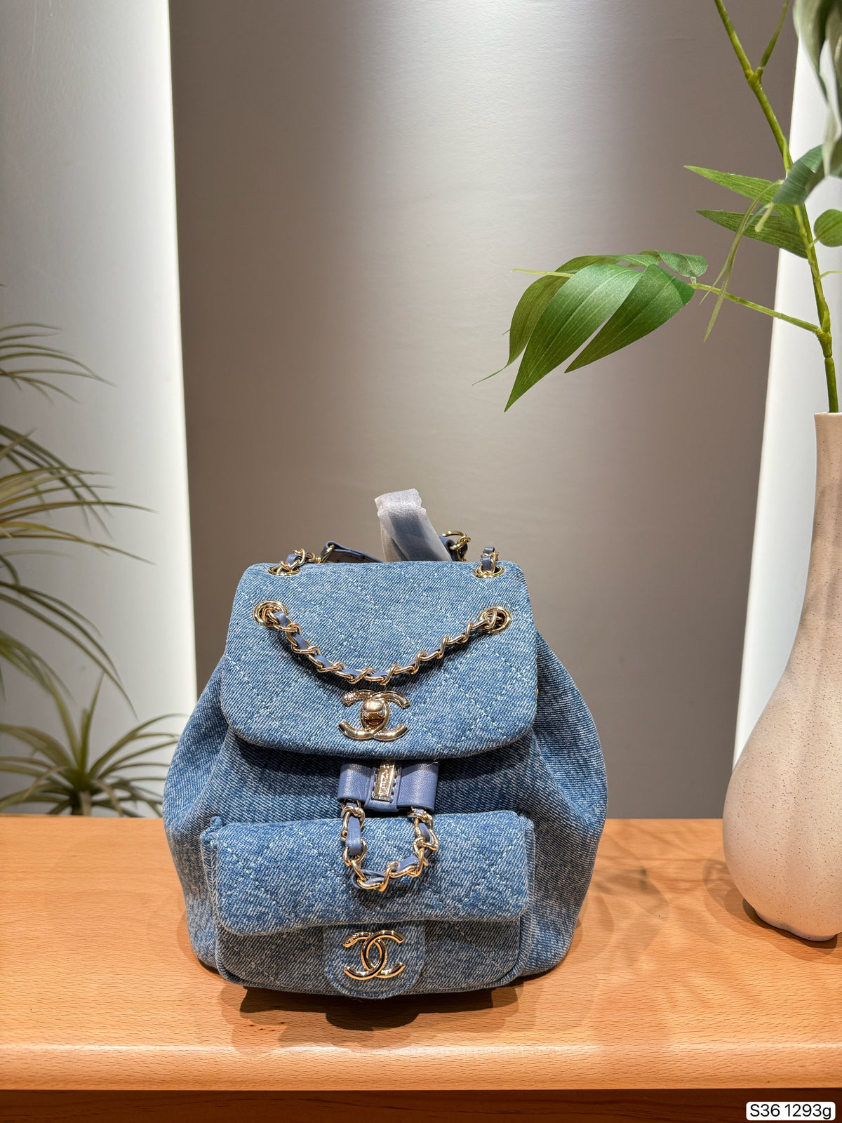 Blue Denim Mini Flap Backpack — view 9