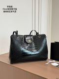 Croc-Embossed Large Flap Shoulder Tote — view 3