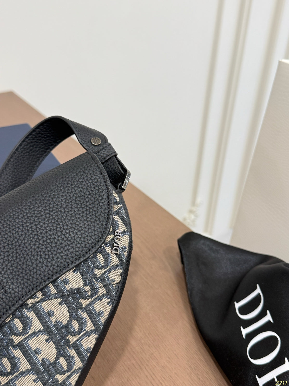 Monogram Saddle Shoulder Bag with Black Flap — view 3