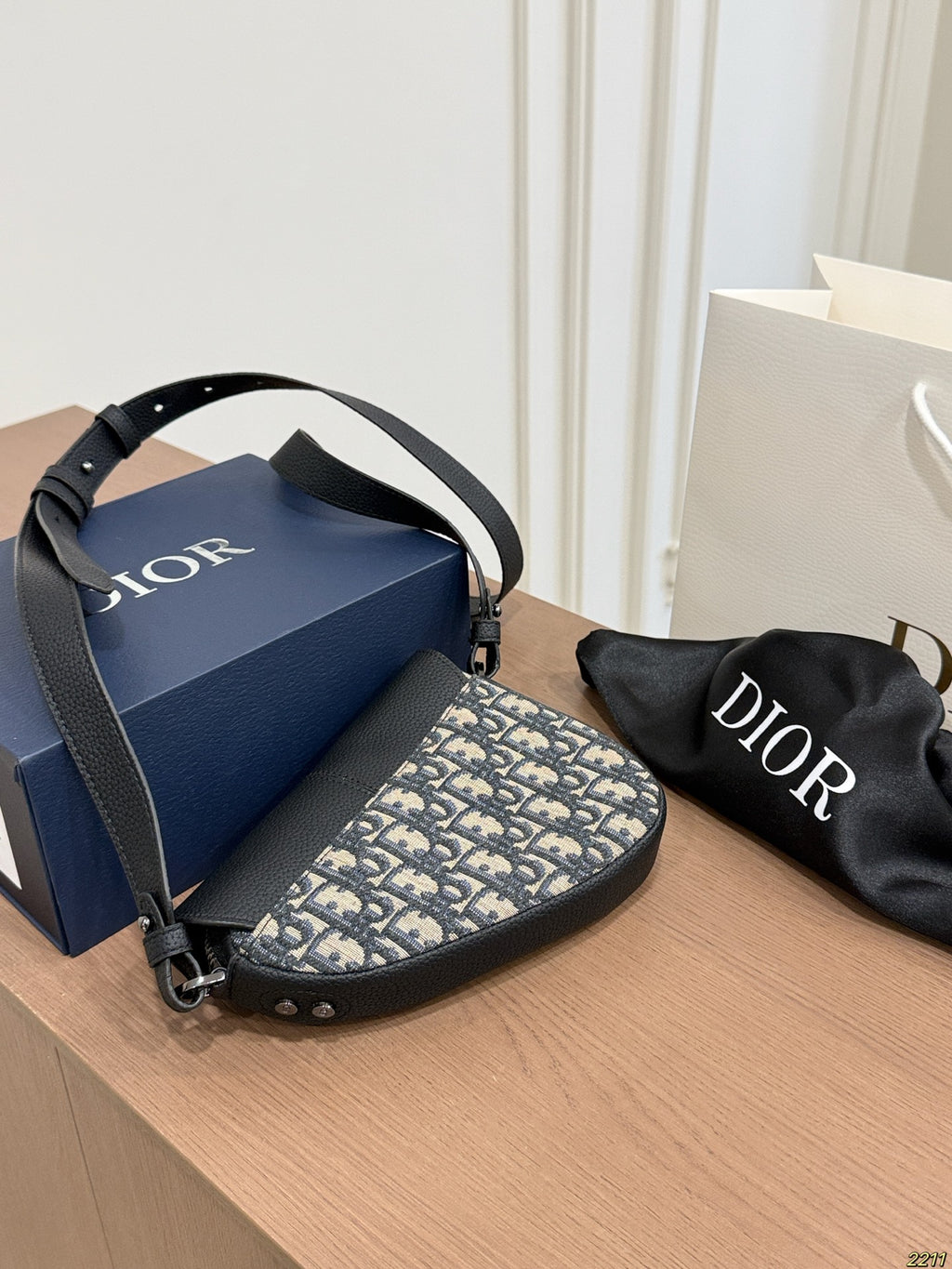 Monogram Saddle Shoulder Bag with Black Flap — view 4