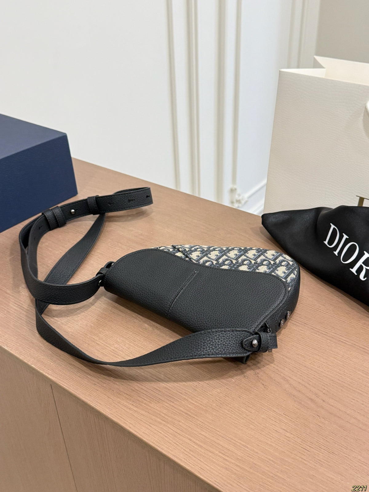 Monogram Saddle Shoulder Bag with Black Flap — view 5