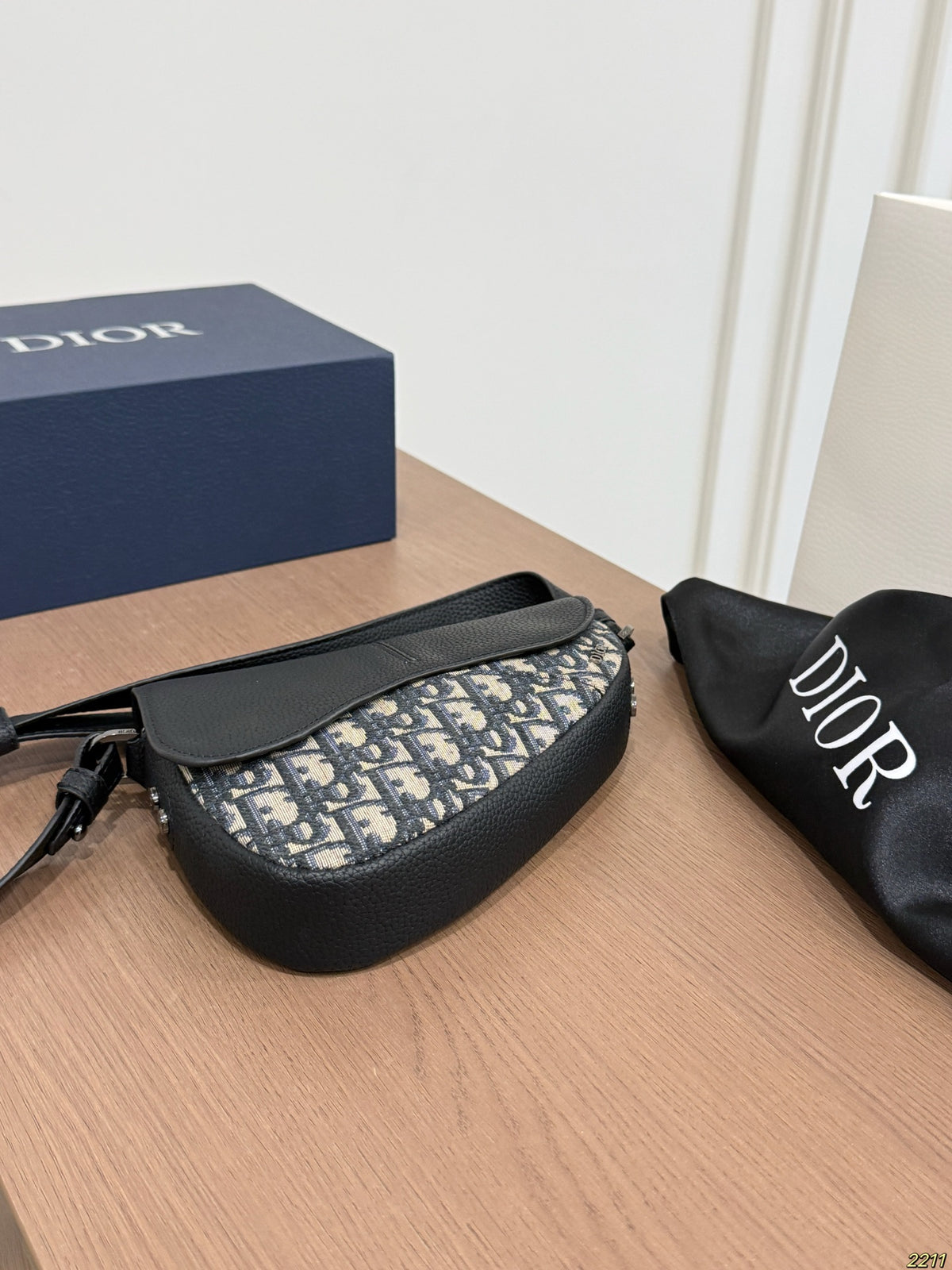 Monogram Saddle Shoulder Bag with Black Flap — view 7