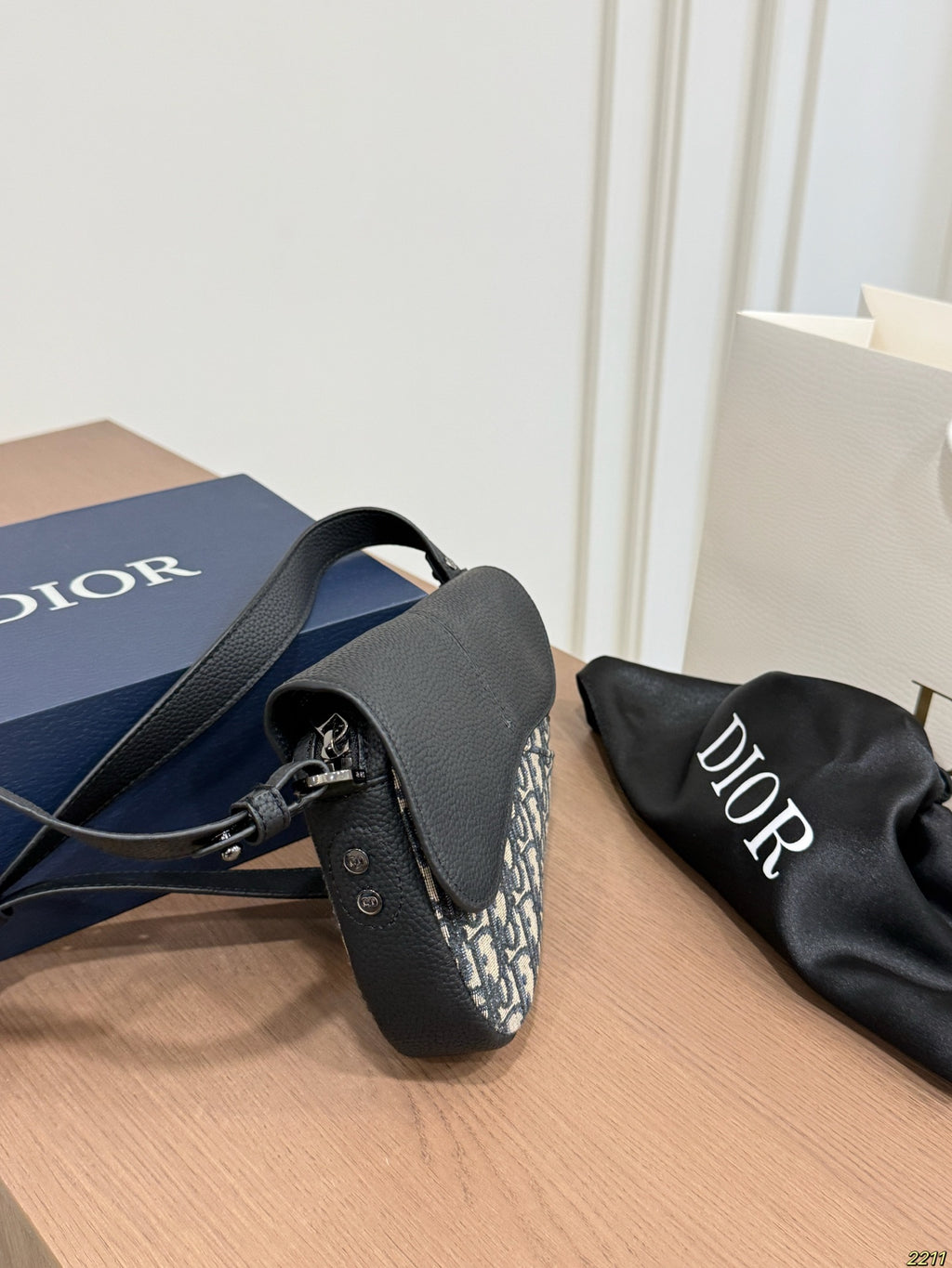 Monogram Saddle Shoulder Bag with Black Flap — view 8