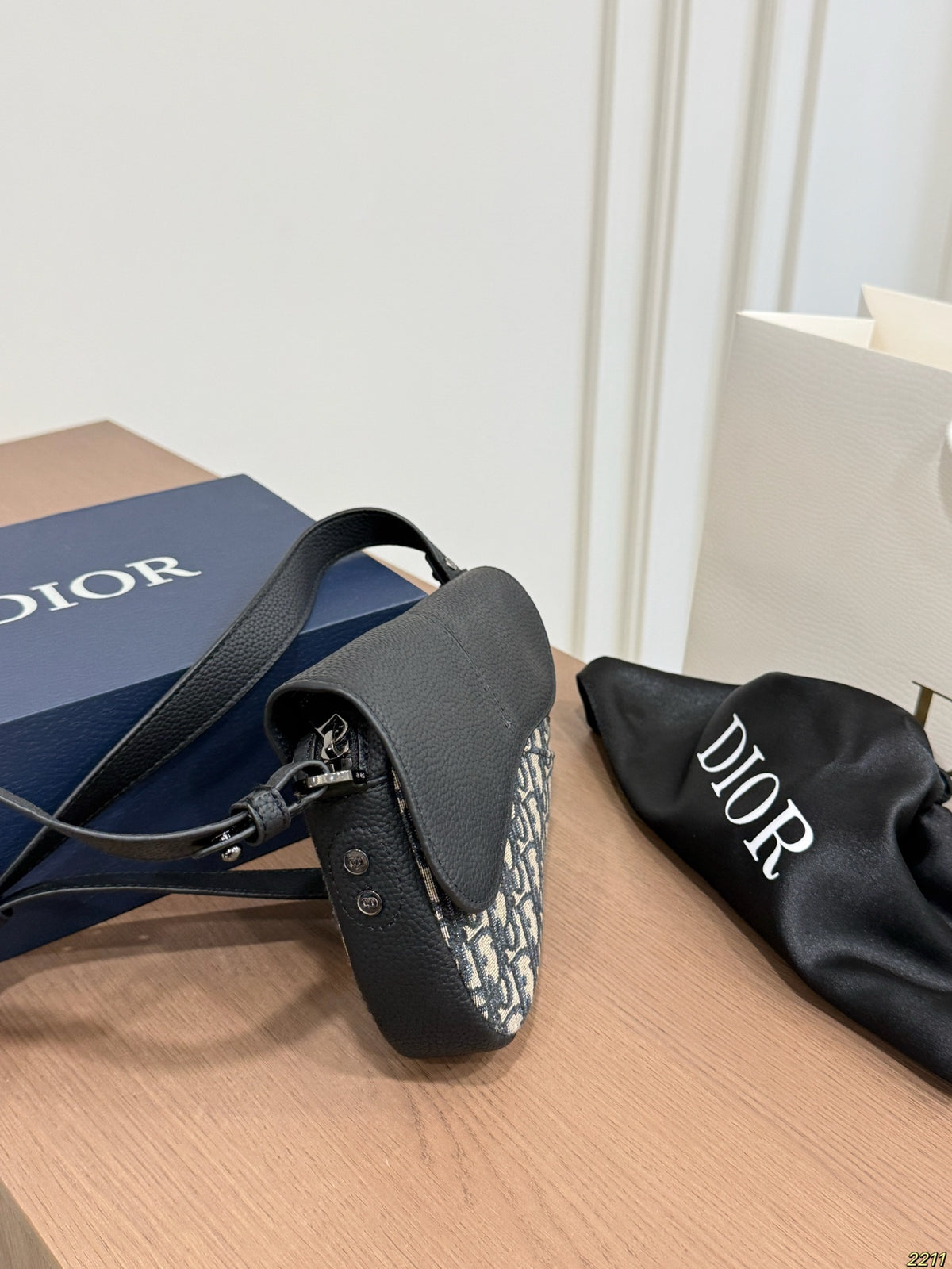 Monogram Saddle Shoulder Bag with Black Flap — view 8