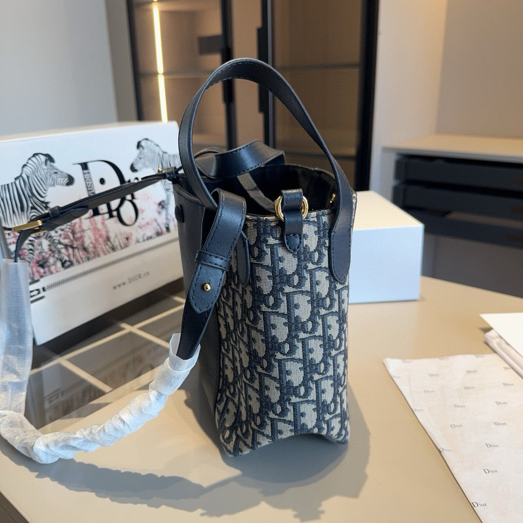 Monogram-Side Bucket Bag with Wide Strap — view 6