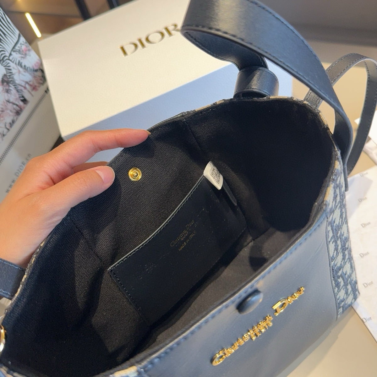 Monogram-Side Bucket Bag with Wide Strap — view 7