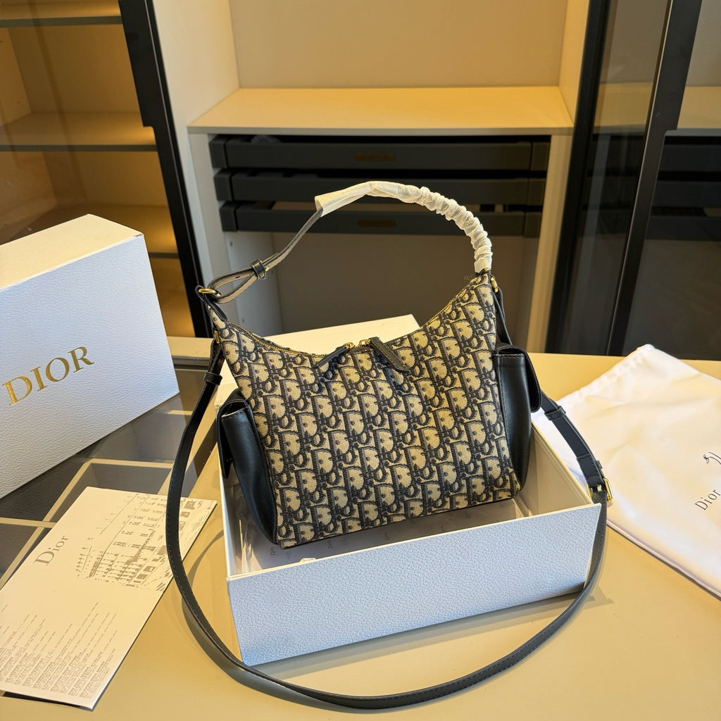 Monogram Zip Hobo with Leather Trim — view 8