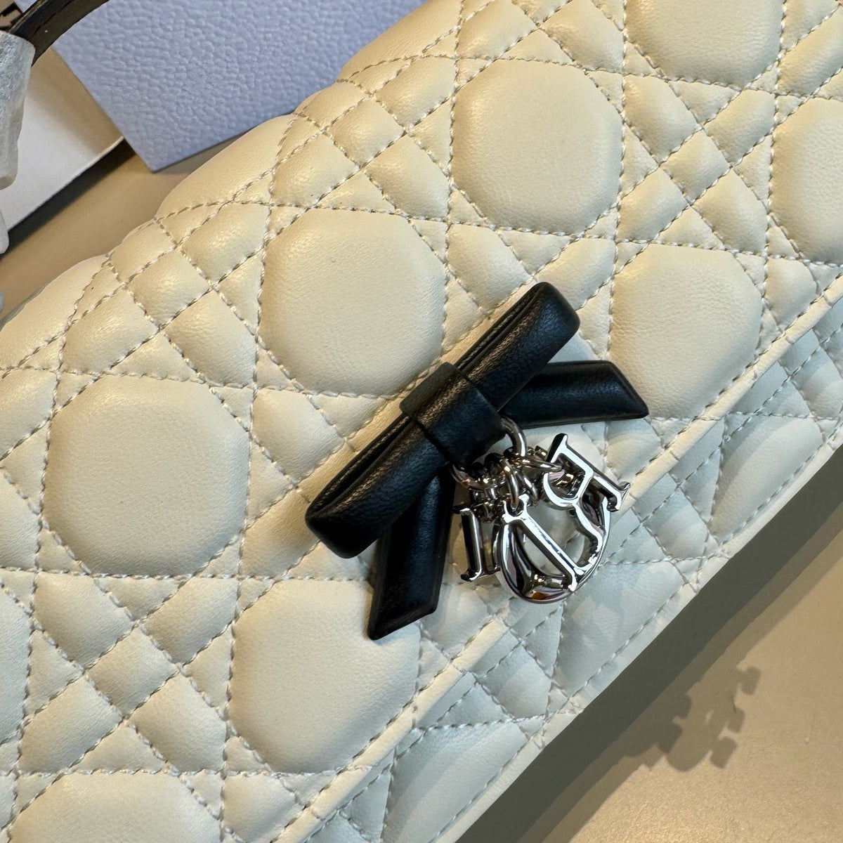 Quilted Chain Wallet with Bow Detail — view 3