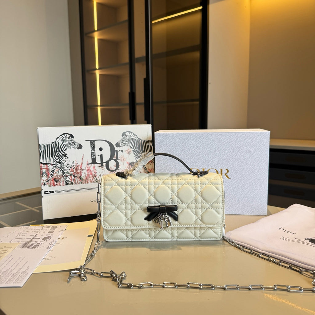 Quilted Chain Wallet with Bow Detail — view 4