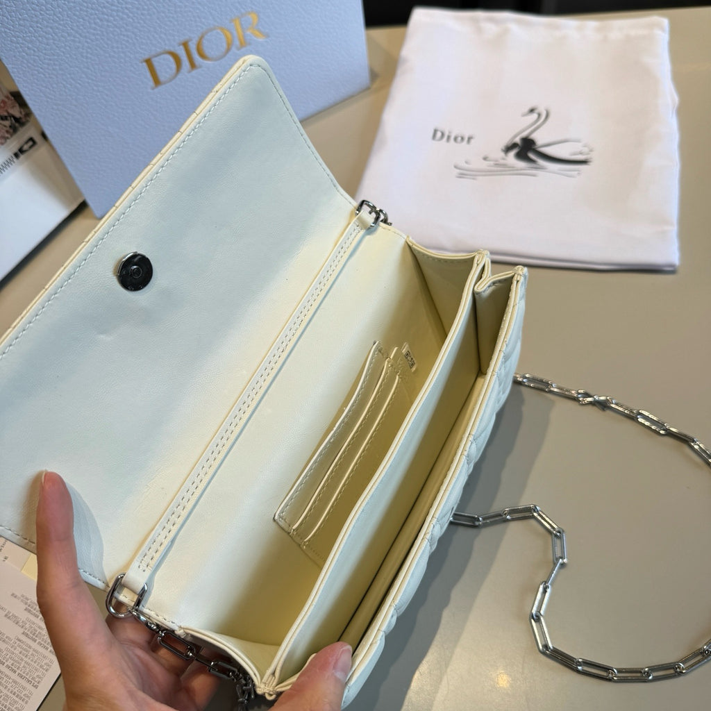 Quilted Chain Wallet with Bow Detail — view 9