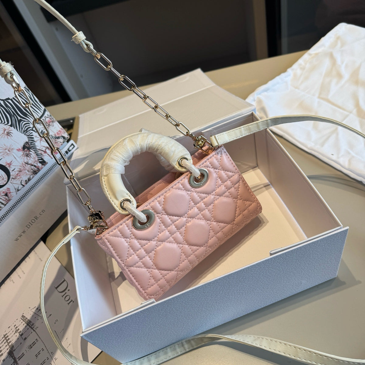 Two-Tone Quilted Mini Top-Handle Bag — view 3