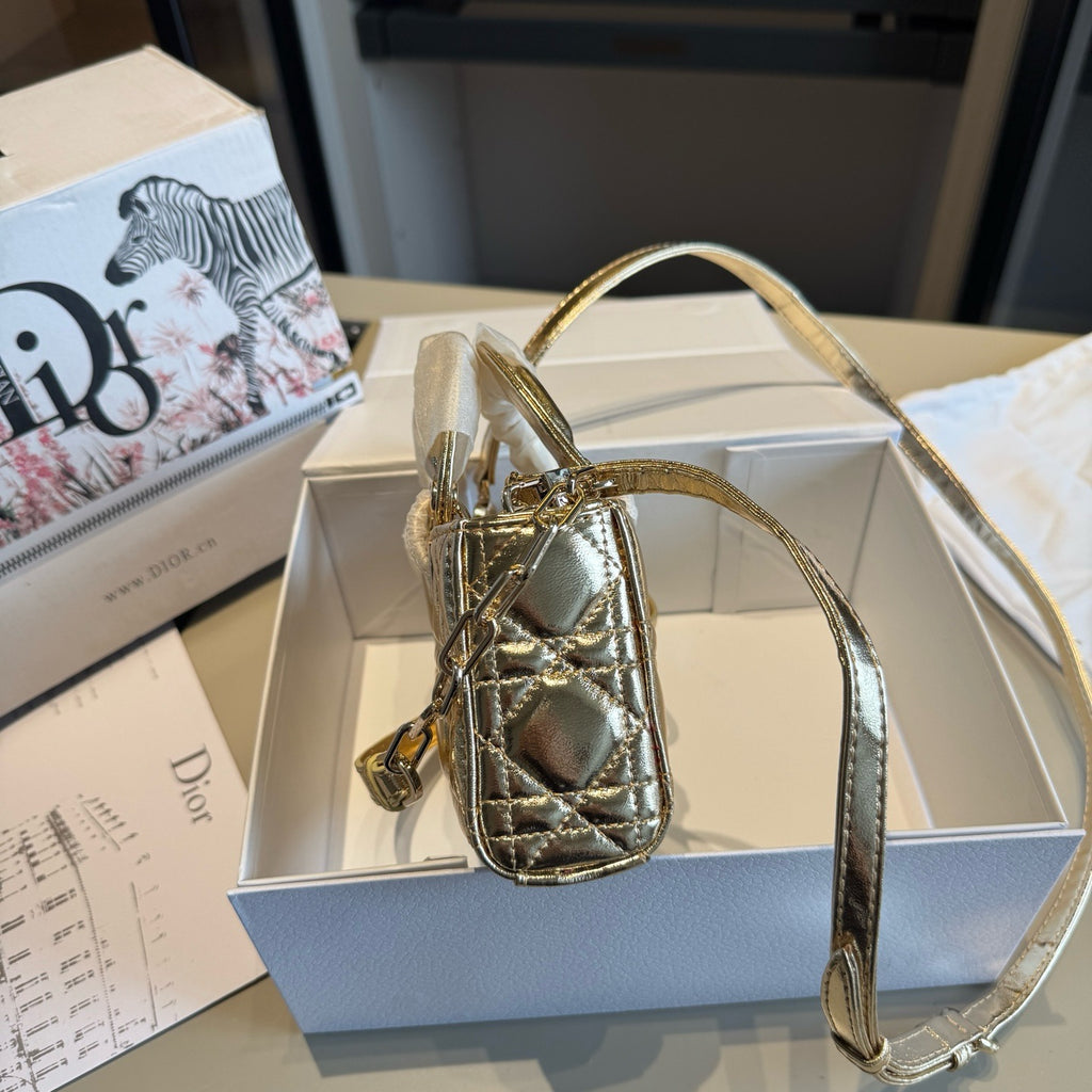 Metallic Quilted Mini Top-Handle Bag — view 3