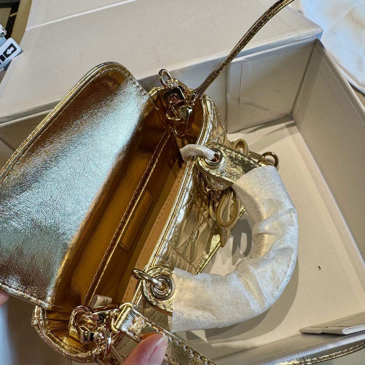 Metallic Quilted Mini Top-Handle Bag — view 7