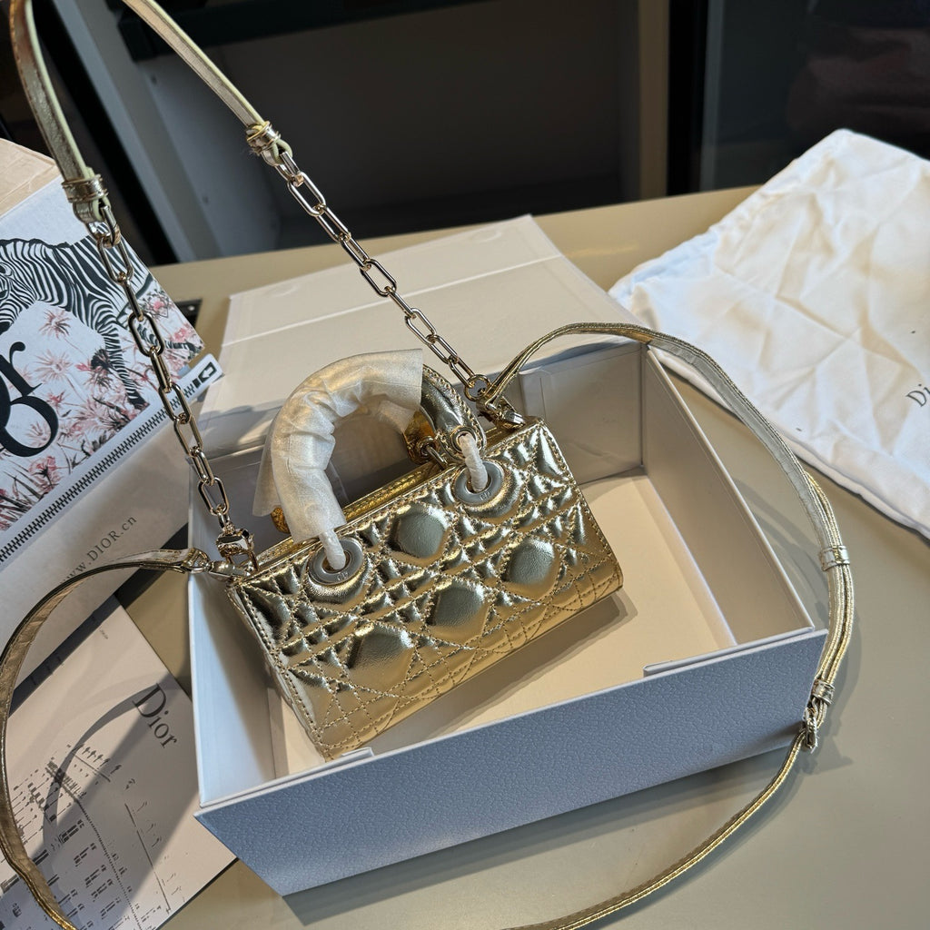 Metallic Quilted Mini Top-Handle Bag — view 9