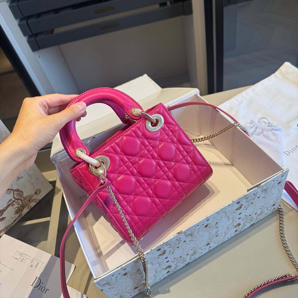Quilted Mini Top-Handle Bag with Bow Charm — view 12