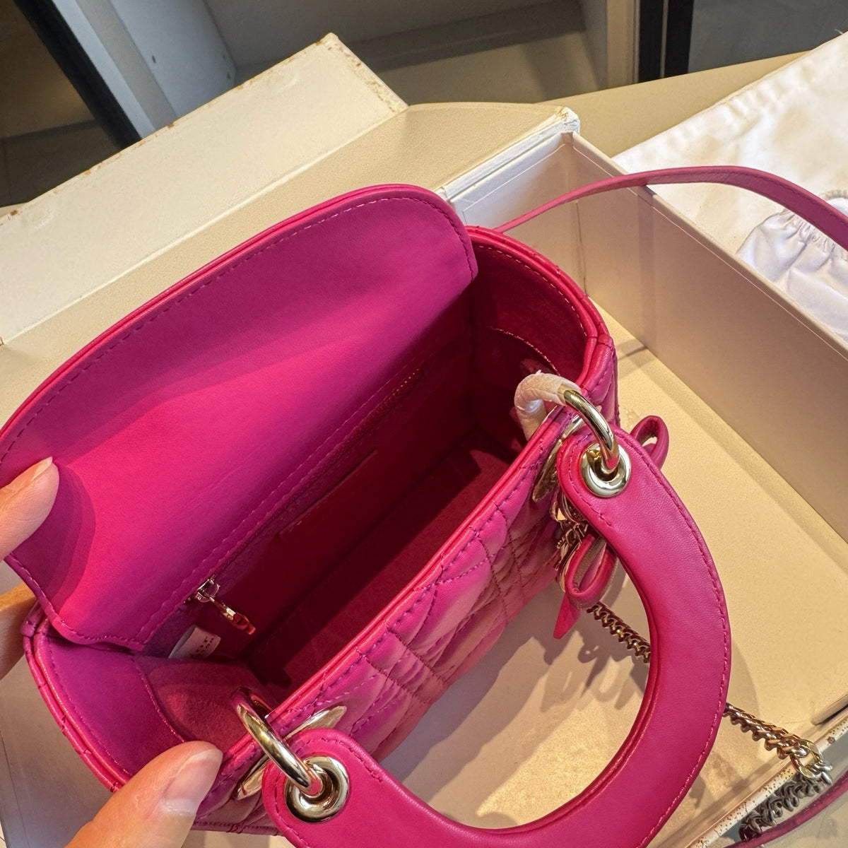 Quilted Mini Top-Handle Bag with Bow Charm — view 13