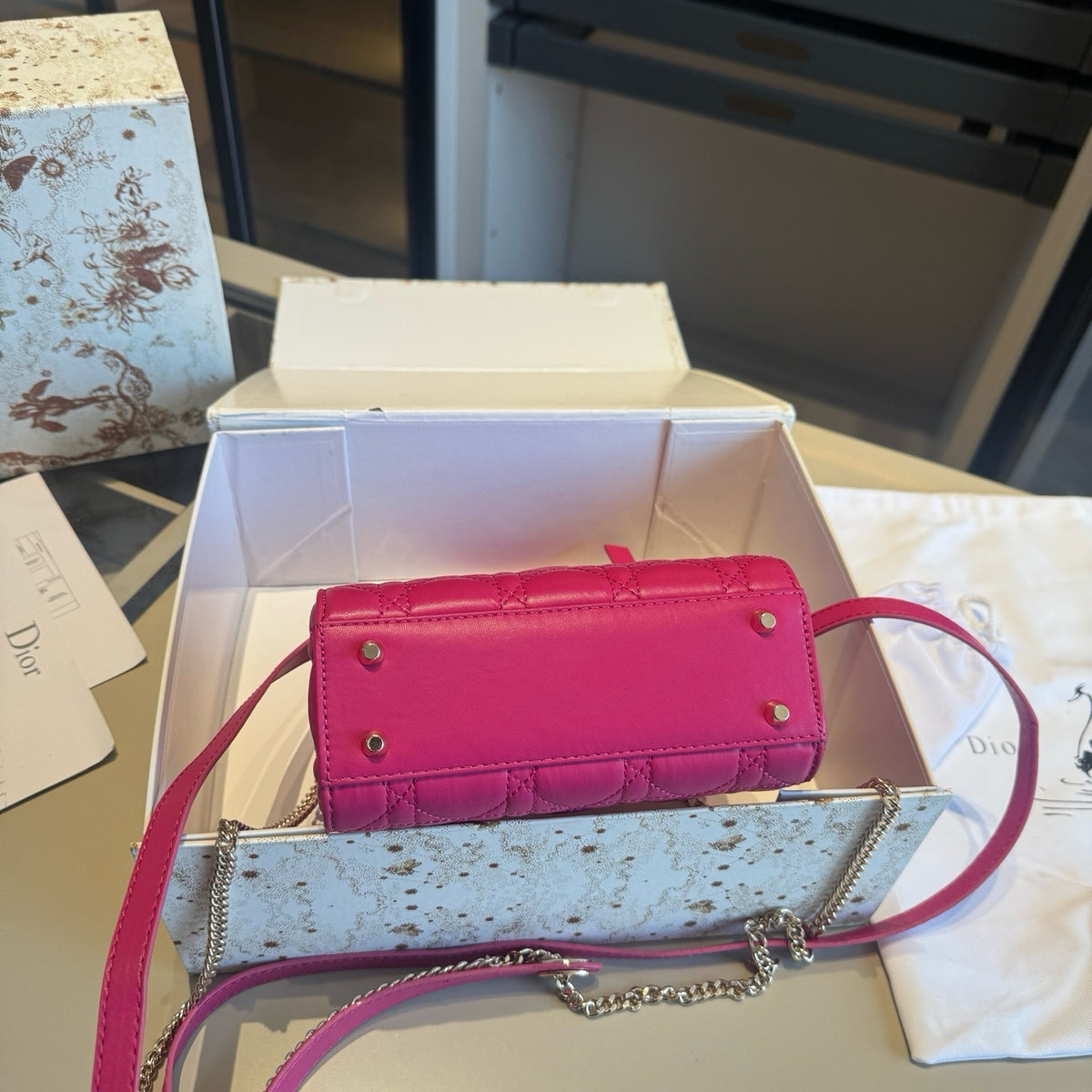 Quilted Mini Top-Handle Bag with Bow Charm — view 16
