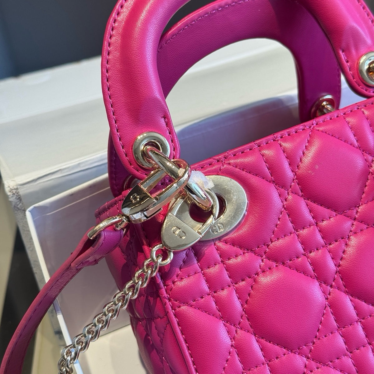 Quilted Mini Top-Handle Bag with Bow Charm — view 17