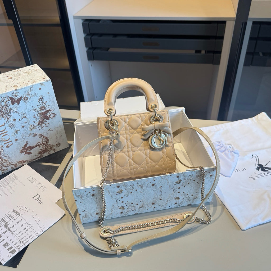 Quilted Mini Top-Handle Bag with Bow Charm — view 6